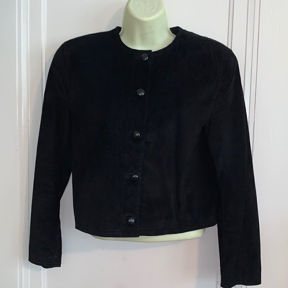 Lord & Taylor Petites black suede cropped jacket‎